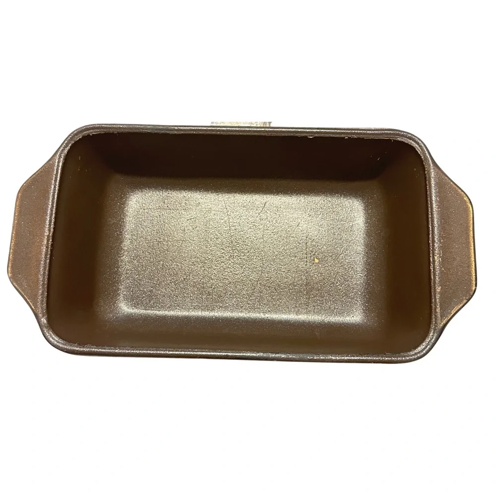 Pyrex Loaf Pan 1.5 Qt Brown Autumn Harvest Wheat Vtg Bakeware 442 small imperf
